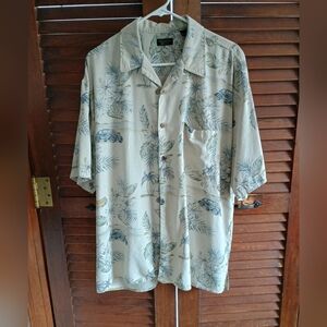 Cellinni Beige Hawaiian Shirt 100% Silk Size XXL